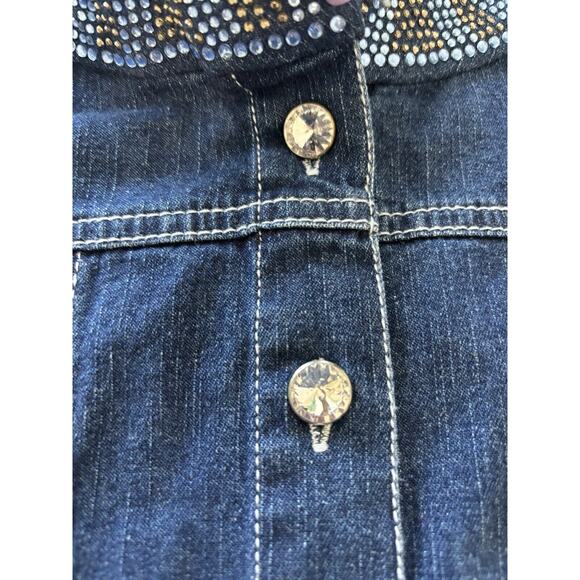 Quacker Factory Jean Jacket Rhinestone‎ Embellished Blue Small NWT Casual Wear - Picture 6 of 9